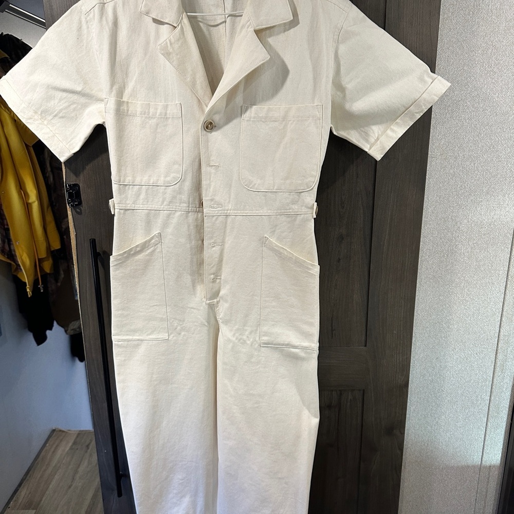 Boutique Cream Utility Jumpsuit
